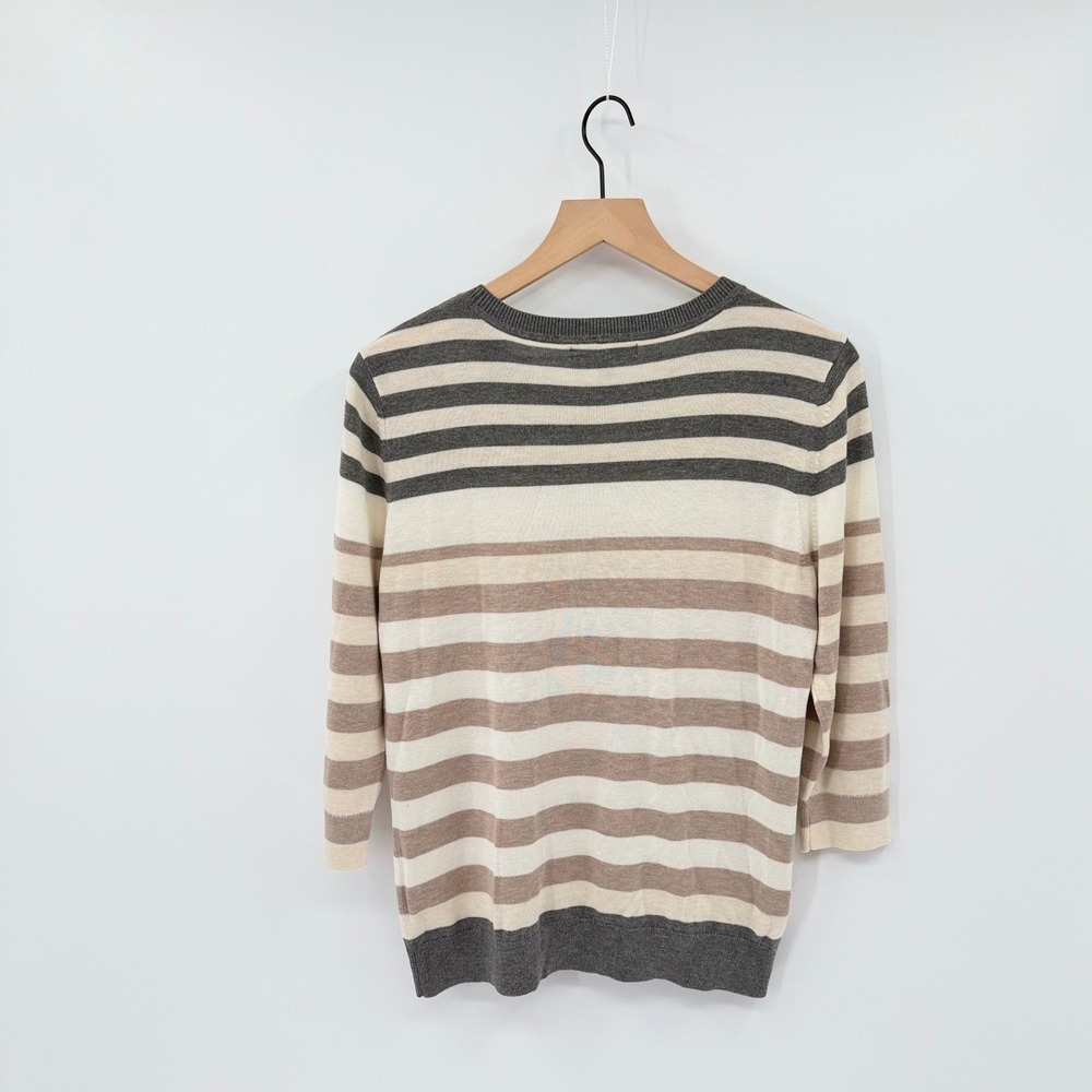 Banana Republic Lightweight Sweater Women's Large Striped 3/4 Sleeve Career EUC - Picture 5 of 5